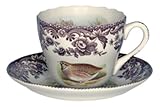 Spode Woodland Game Birds 7-Ounce Tea Cup and Saucer, Quail, Pheasant, Snipe, Rabbit