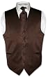 Men's Dress Vest & NeckTie Chocolate Brown Striped Vertical Stripes Design Set for Suit or Tuxedo
