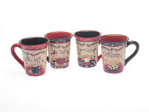 Certified International Coffee Cafe 16-Ounce Mug, Set of 4 Assorted Designs