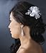 White Floral Feather Bridal Hair Accent