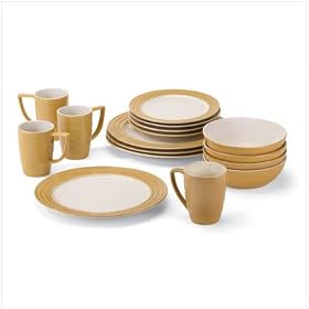 Brown 16 Piece Stoneware Dinner Set