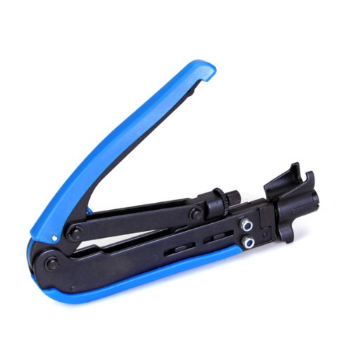 RG59 RG6 RG11 Cable F-Connector Compression Tool / Blue and Black Plastic and Steel Adjustable Compression Tool-Hardened Steel Construction With Black Oxide Finished
