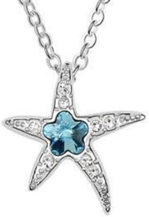 Silver Tone Crystal Starfish Necklace