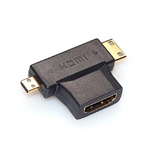 Kinghard 3 in 1 HDMI Female to Mini HDMI Male + Micro HDMI Male Adapter Connector