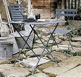 storm grey folding bistro table - suitable for the garden or indoors - made of anti-rust steel - 77cm L x 57cm W