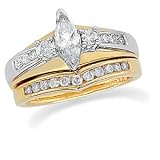 14K Two-Tone Diamond Wedding Set - 0.95 Ct.