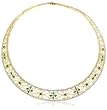 18k Yellow Gold Plated Sterling Silver Emerald and Diamond Accent Necklace, 17''