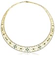 18k Yellow Gold Overlay Sterling Silver Emerald w/ Diamond Accent Necklace, 18"