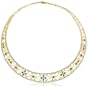 18k Yellow Gold Plated Sterling Silver Emerald and Diamond Accent Necklace, 17"