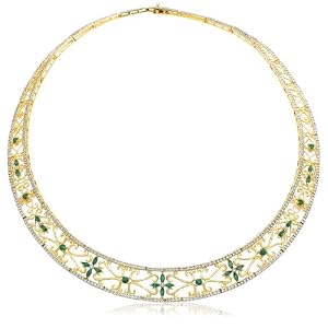 Buy 18k Yellow Gold Overlay Sterling Silver Emerald w  Diamond Accent Necklace, 18 by Amazon.com Collection
