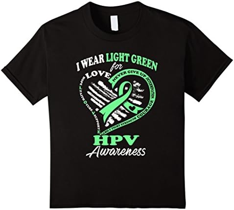 Kids HPV Awareness T-Shirts - I Wear Light Green For My Hero 8 Black
