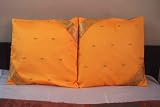 Pair Pumpkin India Sari Cushion Covers / Saree Pillow covers