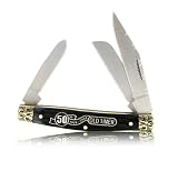 Schrade 34OTBLT 50Th Anniversary Old Timer Three-Blade Folding Pocket Knife, With Black Pick-Bone Side Inserts And Collector's Tin.