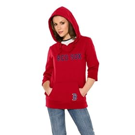 Boston Red Sox Women's Laser Cut 3/4 Sleeve Pullover Hoodie - by Alyssa Milano