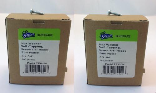 HEX Washer/SELF Tapping Screws 1/4"Head ZINC Plated #8 X 3/4" (2BOX)
