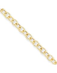 14k Gold Textured Links Fancy Anklet, 10 inch