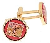 Gold plated cufflinks with a Red Stocking baseball image with presentation box. Made in the U.S.A