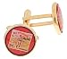 Gold plated cufflinks with a Red Stocking baseball image with presentation box. Made in the U.S.A
