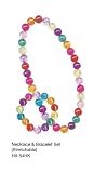 Pecoware / Stretchy Beaded Necklace & Bracelet Set, Bright Colors