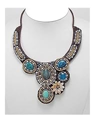 Cotton Waxed Thread Agate Necklace In Brass