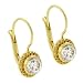24k Gold vermeil Diamond cz filigree Lever Back Earrings