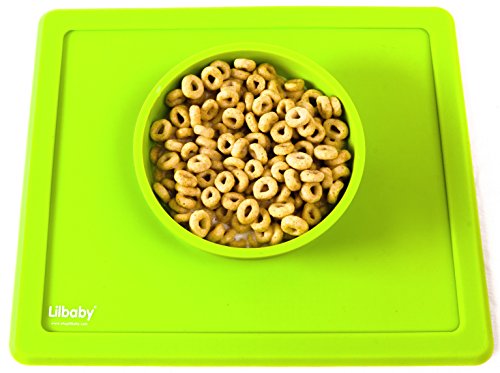 Placemat and Plate Suction Silicone by Lilbaby (Simple Bowl Design, Green)