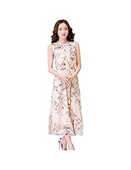 Sleeveless Knee Length Floral Print Chiffon Elasticized   Waistline Homecoming Dress/Party Dress/Wedding Dress/Midi Dress 