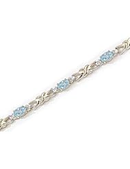 14kt Yellow Gold Oval Aquamarine and Diamond Bracelet