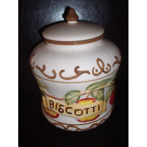 Hand Painted Nonni's Biscotti Jar Apples Cookie Jars