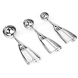Ice Cream Scoop, Danibos 3PCS Stainless Steel With Trigger Cookie Spoons Set