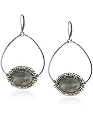Dana Kellin Large Wrapped Labradorite and Silver Pyrite Open Drop Earrings