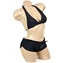 Sexy Black Boyshort Halter Top 2pc Bikini Swimsuit