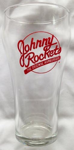 JOHNNY ROCKETS "The Original Hamburger" Red LITHO Collector Series Juice Drinking Glass