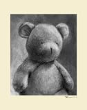 Oopsy daisy Charcoal Teddy Canvas Stretched Art by Margot Curran, 11 by 14-Inches, Cream Border
