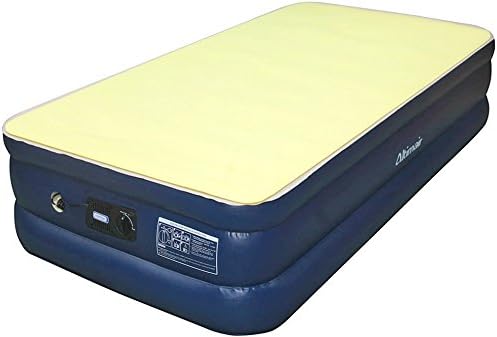 Airtek Twin Flocked top air mattress PLUS 1" Memory Foam Topper and Perfectly Fitted Skirted Sheet 2ABT04006-MC
