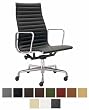 Eames Aluminum Group Executive Office Desk Chair with Chrome Casters with Colorguard Black Vinyl Seat Cushions by Herman Miller