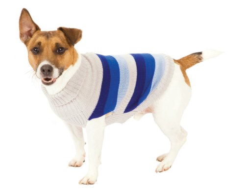 Fashion Pet Blue Best in Stripe Dog Sweater Medium 
