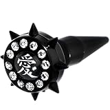 Black Acrylic Spiked Love Chinese Symbol Fake Taper Ear Plug
