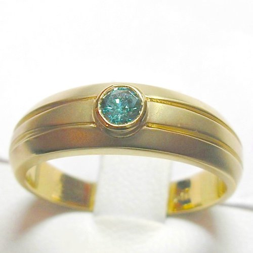 14K Blue Diamond Man's Ring