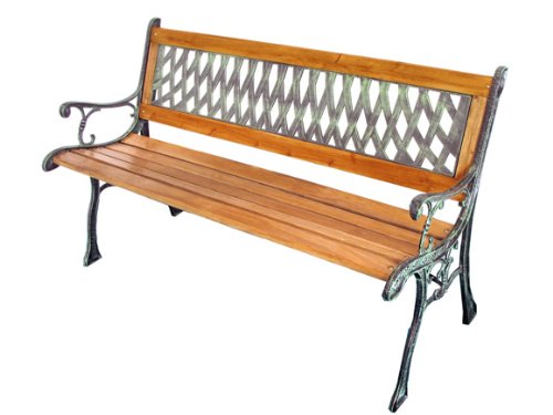 Kreuzdesign Gartenbank Sitzbank Gartenmöbel Holzbank Bank Parkbank Hartholz Gusseisen Kreuz
