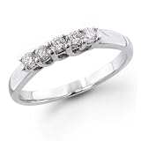 14K White Gold 1/4 ctw. Five - Stone Diamond Wedding / Anniversary Band (I-J;I1-2)