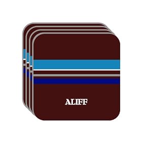 Personal Name Gift - "ALIFF" Set of 4 Mini-Mousepad Coasters (blue design)