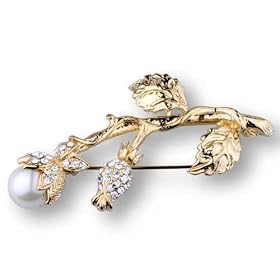 Crystal Bud Branches Pin Brooch