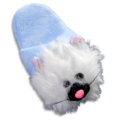 Tru-Fit - Girls Cat Slippers, Light Blue (Size Medium)