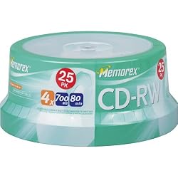 Memorex 4x 700 MB/80-Minute CD-RW Discs (25-Pack Spindle)