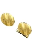 14k Gold Cufflinks - Solid 14k Gold Oval Lined Shine and Matte Cufflinks