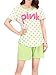 VENTELAN Women Pajamas Short Sleeve Sleepwear Set Summer Green Dots Loungewear