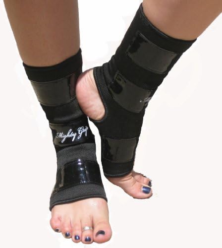 Black Mighty Grip Pole Dancing Ankle Protectors with Tack Strips for Gripping the Pole (1 pair)