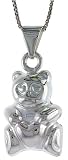 Sterling Silver Hollow Large Teddy Bear Pendant