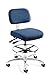 Bevco Doral - E, Tall Height Navy Blue ESD Chair, Articulating Seat & Back Tilt, Polished Aluminum Base, 18" Adj. Chrome Footring, ESD Mushroom Glides